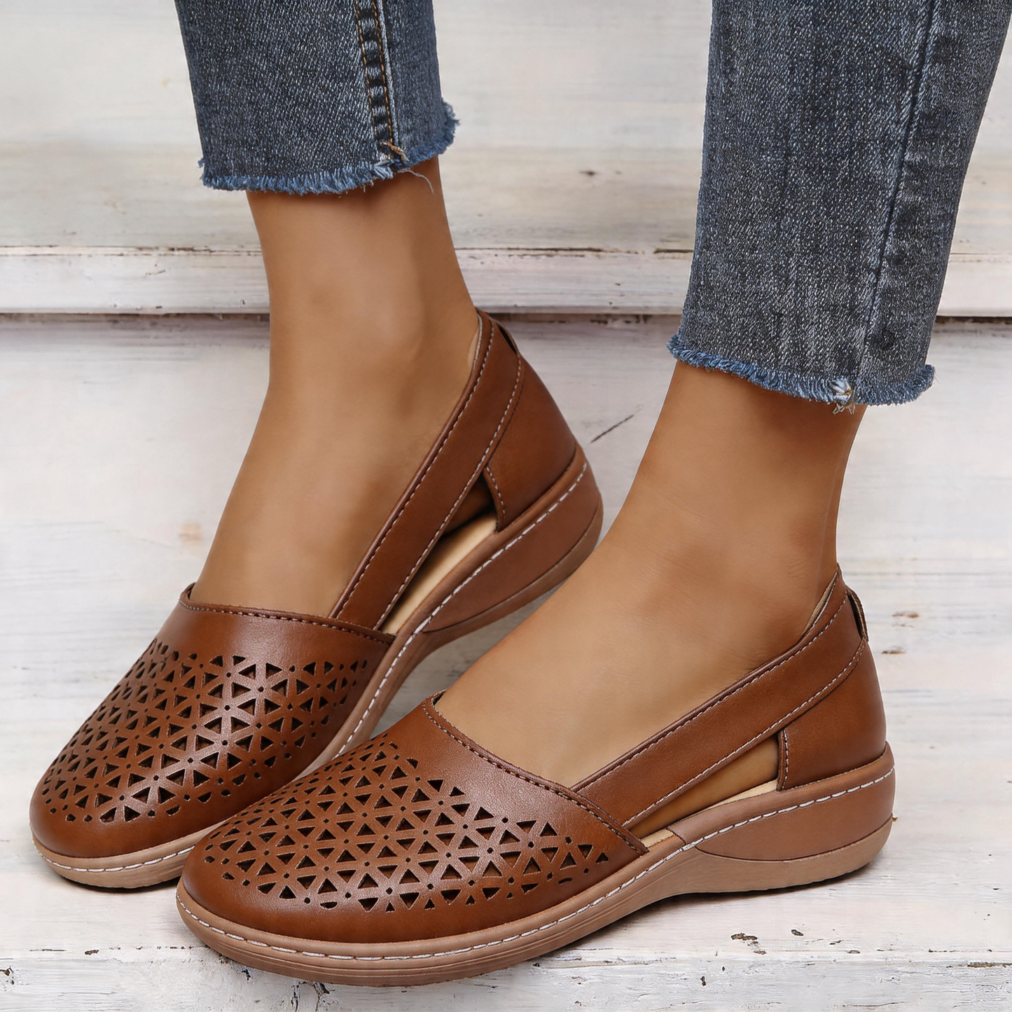 Sandalias ortopédicas para mujer con cuña – diseño perforado y transpirable, comodidad sin dolor durante todo el día ✨