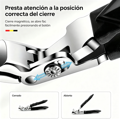 Cortauñas Ergonómico de Acero Inoxidable para Ancianos – Mango Largo Antideslizante para Uñas Gruesas (Manos y Pies)