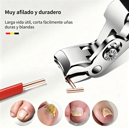 Cortauñas Ergonómico de Acero Inoxidable para Ancianos – Mango Largo Antideslizante para Uñas Gruesas (Manos y Pies)